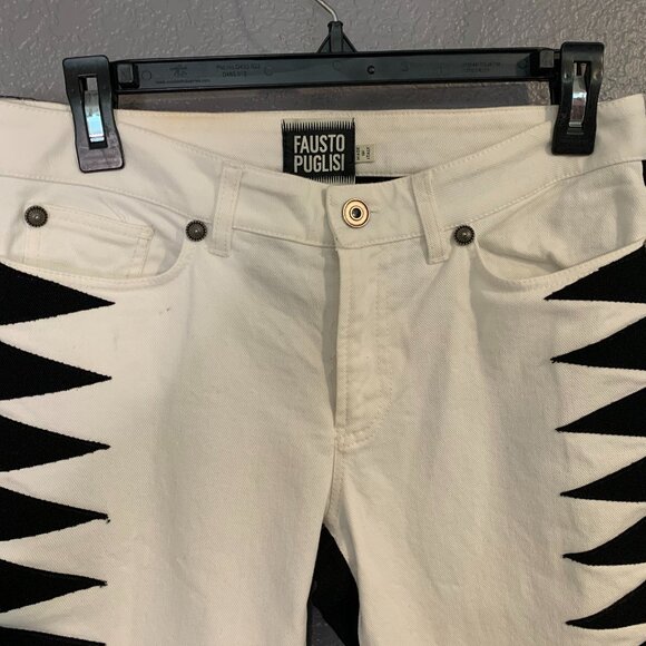 Designer Fausto Puglisi Zig Zag Women's Denim Pants Size 42